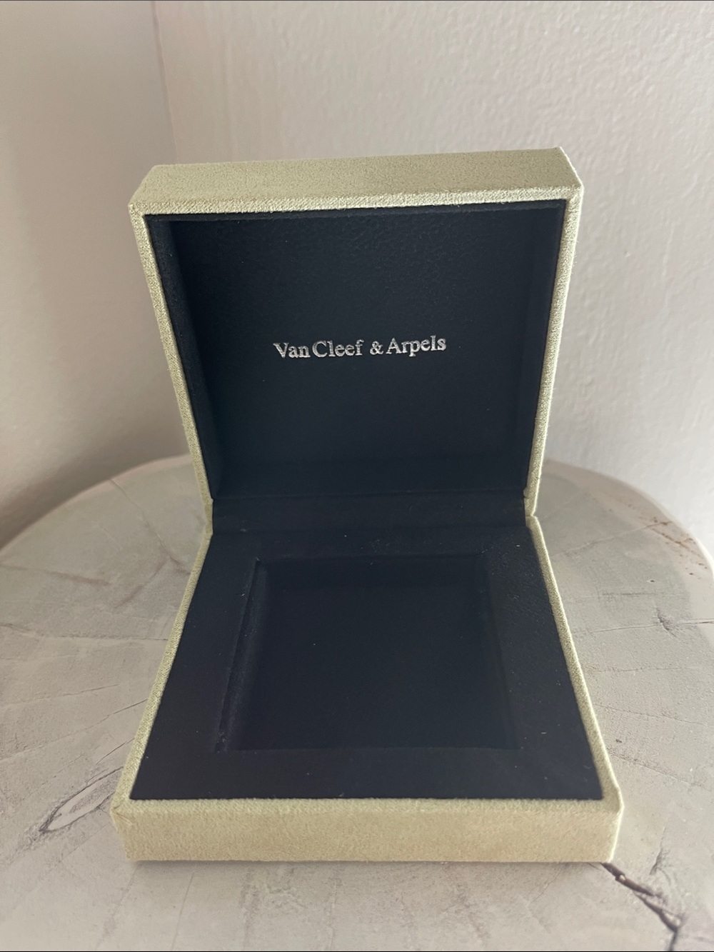 Van Cleef & Arpels Light Green Suede and Black Jewlery Box